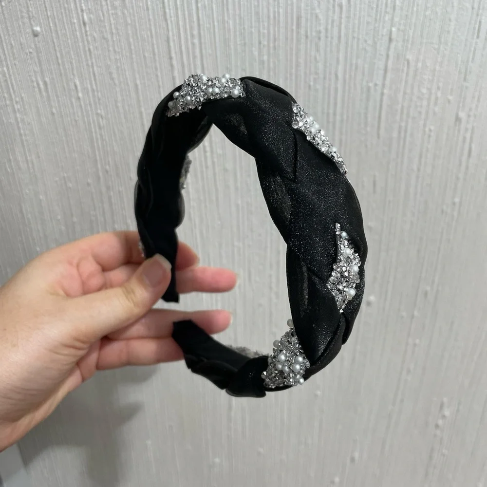 Braided Tulle Rhinestone Headband